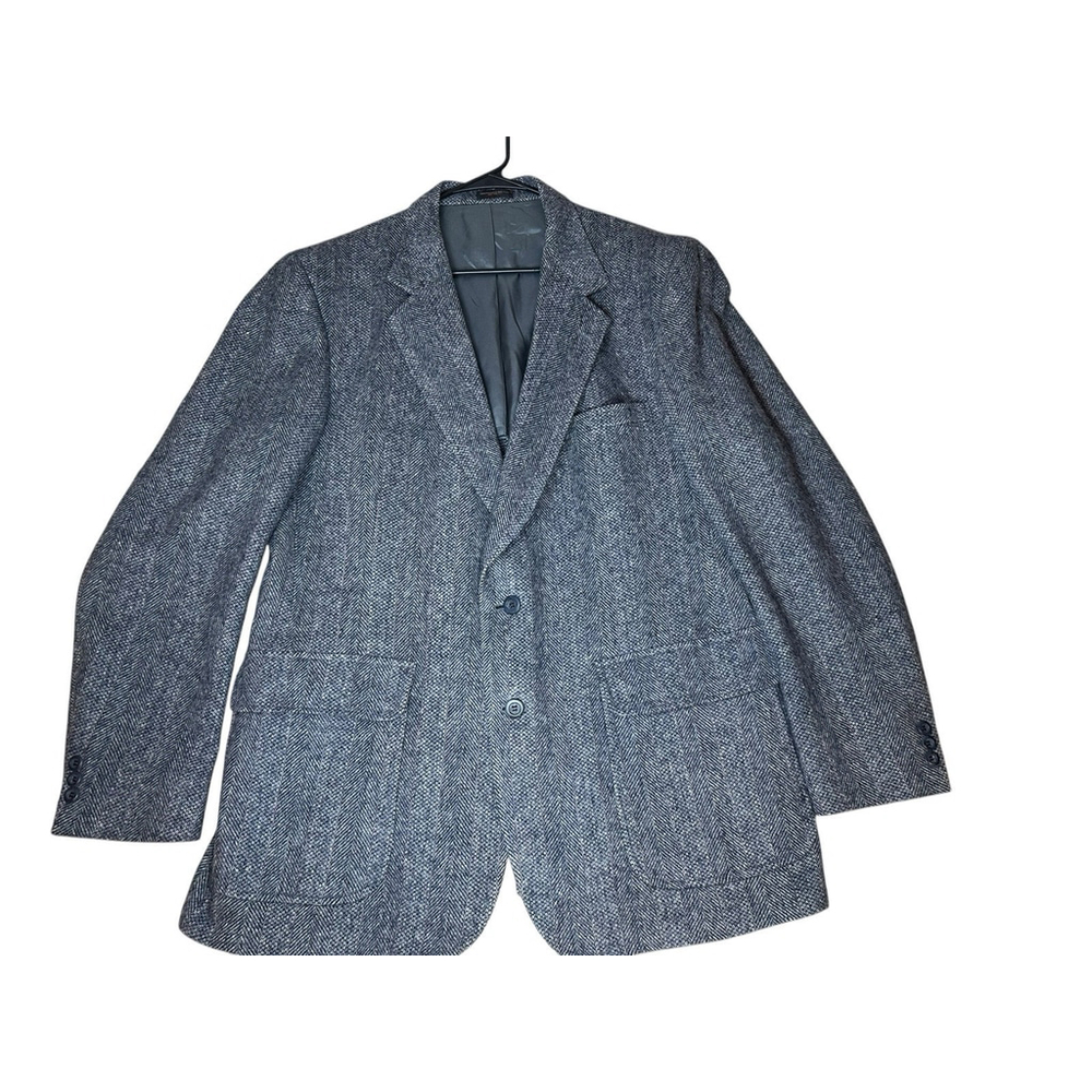 DiBenedetto Sport Coat Mens 44 Gray Herringbone Lambswool Blend Blazer Jacket